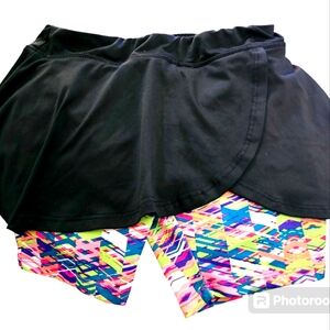 Sketchers Active Blk. Skort with Multi-Colored Shorts. Sz. 10/12.